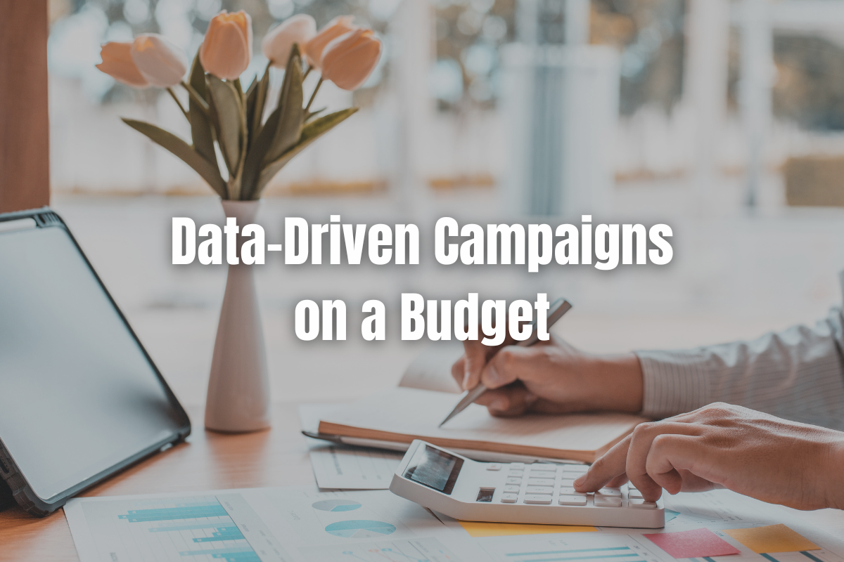 Data Driven Campaigns Image of a person's hands analyzing advertising campaign performance on a laptop